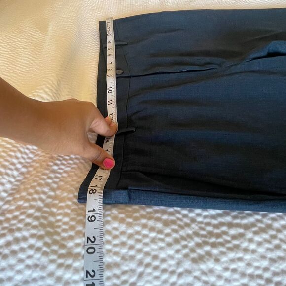 Van Heusen Traveler Men's Blue Dress Flat Front Straight Trousers Pant Size 34 - Picture 8 of 10